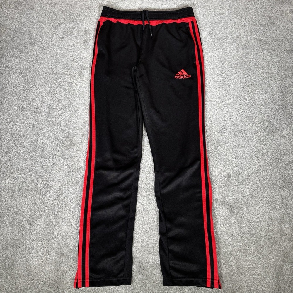 Adidas Track Pants Youth Boy L Tiro 25 Black Red Striped Tapered Athletic Soccer